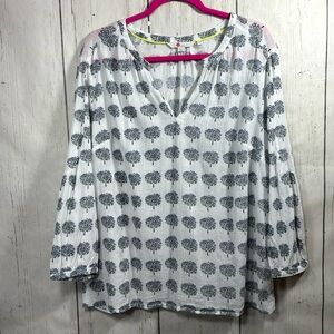 Boden Boho Gauzy Long Sleeve V Neck Cotton Lightweight Womens Top Blouse